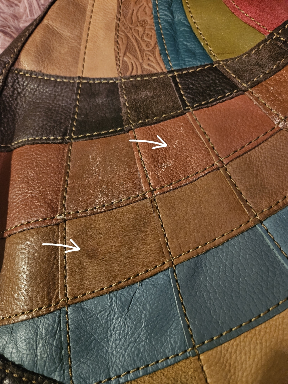 Lucky Brand☆Leather Patchwork Shoulder Bag - Vintage - Picture 4 of 13
